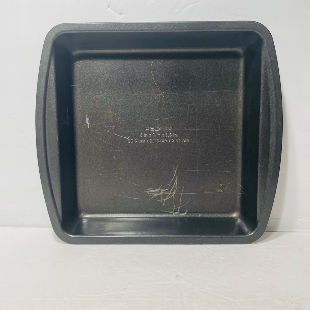 Pedrini Square Cake Pan 8” x 8” x 1.5” Non Stick Italy Bakeware Please See Pics